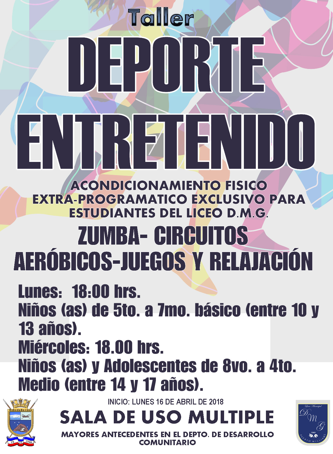 ACONDICIONAMIENTO FÍSICO EXTRA ESCOLAR TENDRÁN ALUMNOS Y ALUMNAS DEL LICEO D.M.G. DE PUERTO WILLIAMS